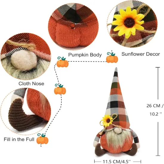 Thanksgiving Stuffed Pumpkin Gnome Plush {2}
