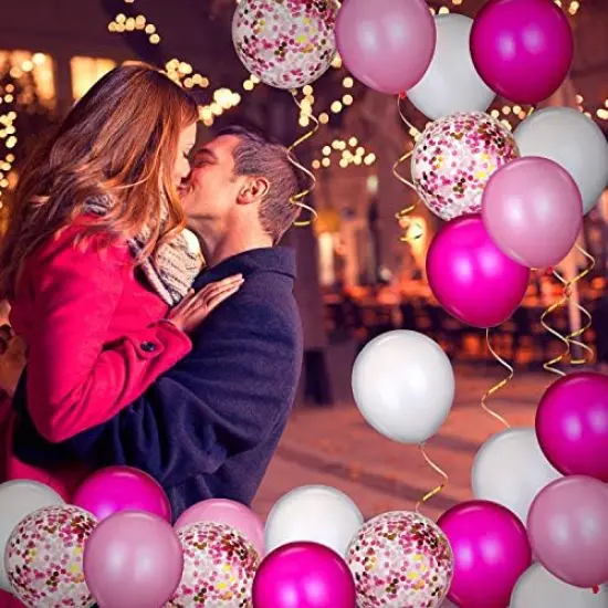 80 Piece - Hot Pink Latex Balloons (Pink, White, Rose Red) {5}