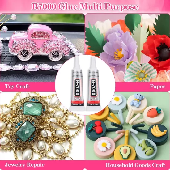 1200Pcs Flat Back Craft Gems with 2Pcs B7000 Jewelry Glue - Small {4}