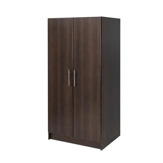 65-Inch Freestanding Tall Cabinet with Clothing Rod and Shelves for Bedroom or Kitchen Storage Dark Brown {9}