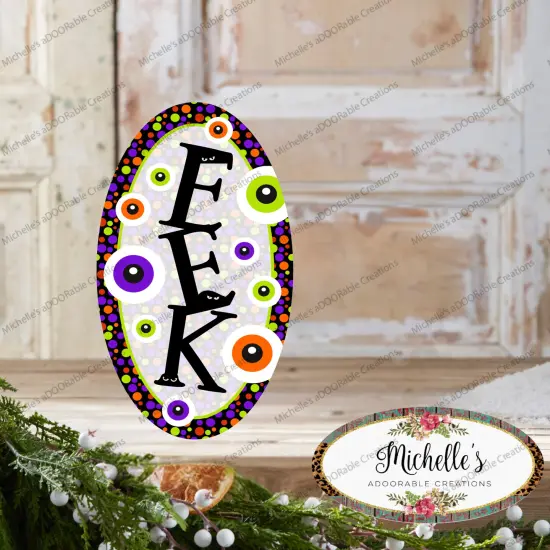 Halloween Eyeballs EEK Oval Sign {3}