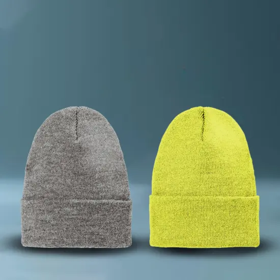 Volunteer Knitwea&reg; Chore Beanie, 100% Acrylic USA-Made Adjustable Cuff Knit Hat Light Heather Grey {2}