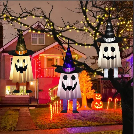 3PCS Halloween Hanging Light up Ghosts {4}