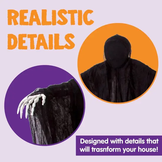 63&rdquo; Halloween Decorations Outdoor Grim Reaper,Dark Faceless Hanging Ghost {3}