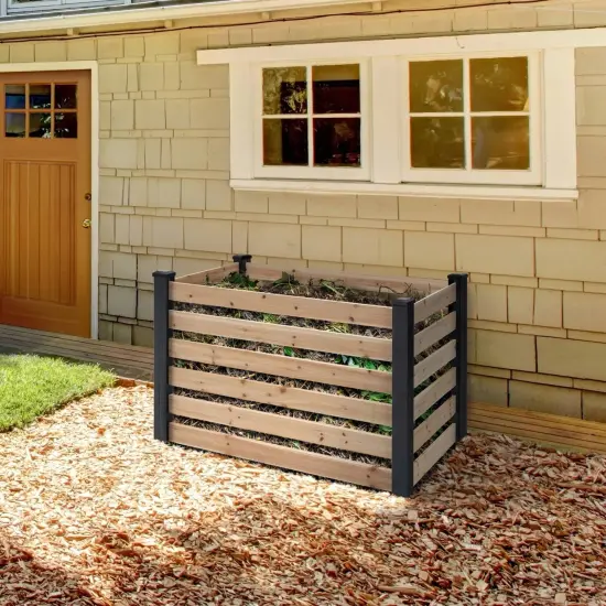Cedar Wooden Compost Bin for Yard Waste 120 Gallon Capacity {3}