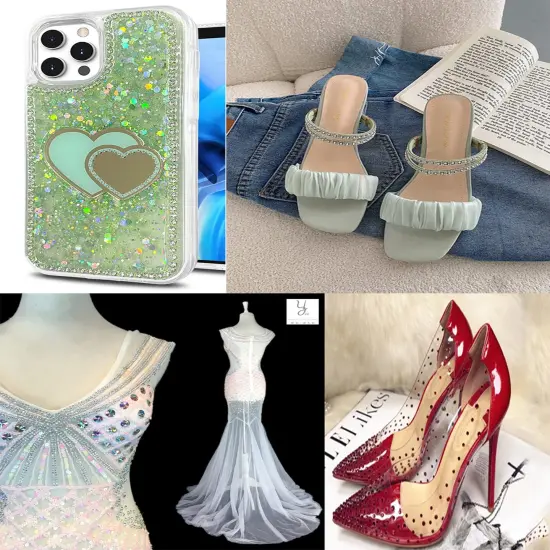 4500pcs+ Flatback Glass Hotfix Iron On Rhinestones Crystal for DIY Making with 1 Tweezer & 1 Picking Pen for Shoe, Cloth, Face Art, Bag, Manicure(3-Sizes, 5-colors, Green Color Series) {2}