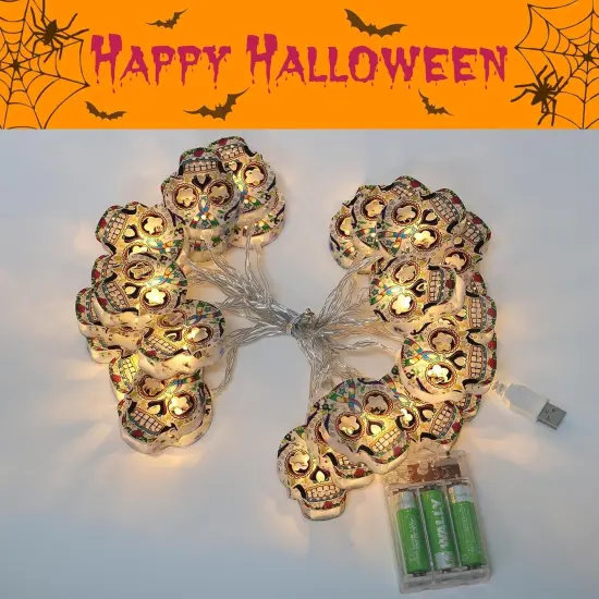 15 Ft 30 LED Skull String Lights {2}