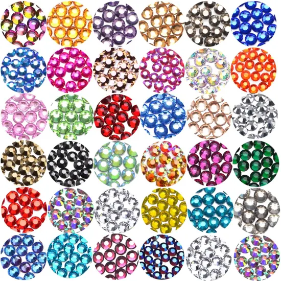 1600pcs+ Flatback Glass Hotfix Iron On Rhinestones Crystal for DIY Making with 1 Tweezer & 1 Picking Pen for Shoes, Clothes, Face Art, Bags, Manicure (34-Colors, SS 20) {4}