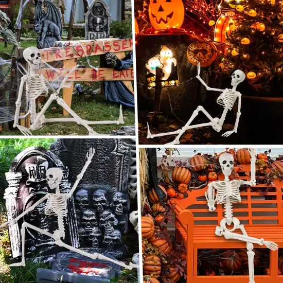 36'' Halloween Skeleton Decorations, 3ft Full Body Posable Skeleton {4}