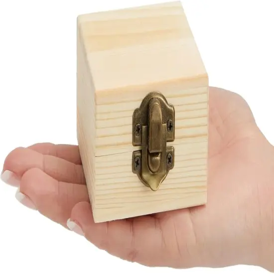 Unfinished Wood Boxes for Crafts - Paintable Wooden Treasure Chests for Jewelry & DIY Projects, 12 Pack of Small Storage with Lids {2}