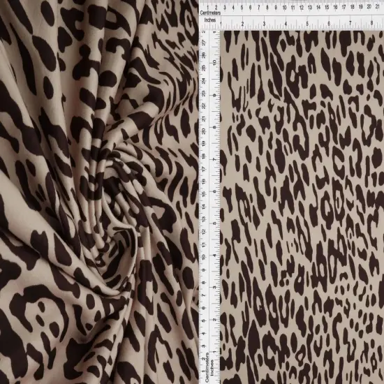 1 Yard DTY Brushed Animal/Leopard Digital Print Knit Fabric, 58/60&Prime; Wide Polyester Spandex Blend BLACK {6}