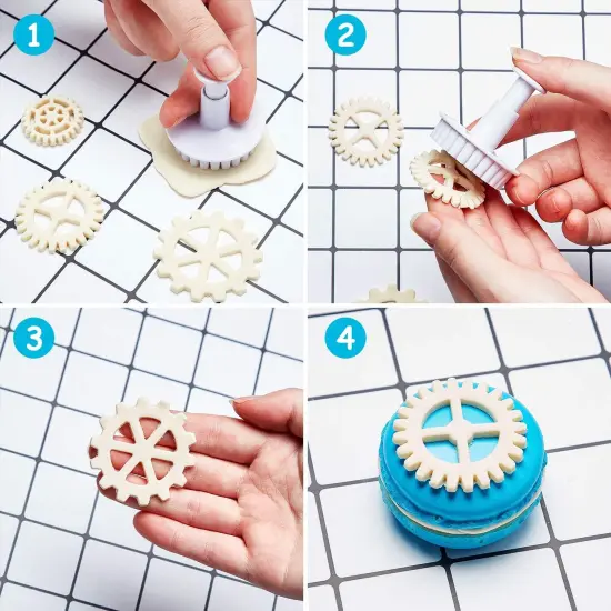 6 Pieces Gear Cookie Cutters Steampunk Fondant Molds Cogs Mold Clock Wheel {3}