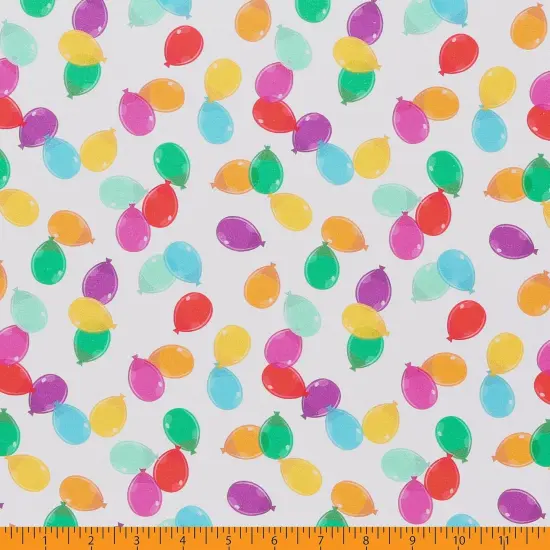 Mook Fabrics Party Time Cotton Fabric [45in. Wide] - By The Yard Balloons White {3}