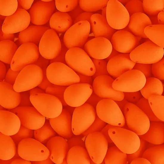 John Bead 114pcs 6x9mm Czech Glass White Alabaster Velvet Drop Bead Strands Bright Orange {1}