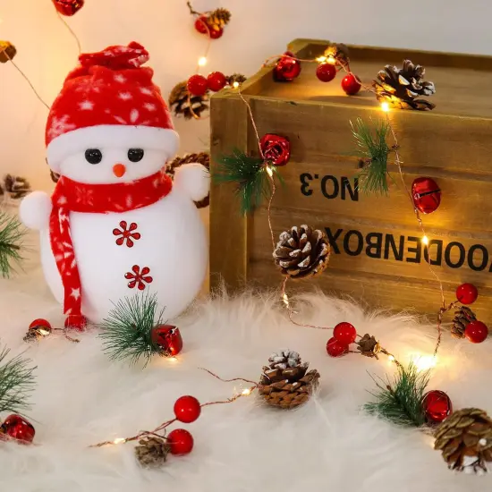 2PCS 7FT 20LED Pine Cone Red Berry Bell Battery Operated Christma String Light {3}