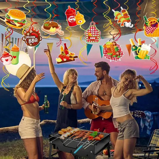 30Pcs Summer BBQ Picnic Party Hanging Swirls Decor BBQ Baby Shower Summer Carnival Decorations {3}