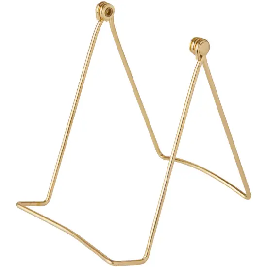 Bard's Folding Gold Wire Easel Stand, 6" H x 4.25" W x 6.25" D {1}