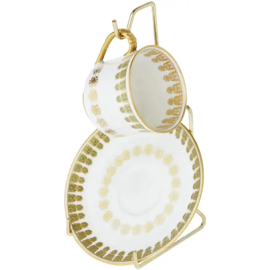 Bard's Shiny Gold-toned Cup and Saucer Stand, 6.5" H x 2.5" W x 3.25" D {3}