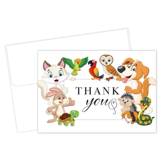 Great Papers! Whimsical Animal Pals Thank You Note Card and White Envelope, 4.875" x 3.375", 24 count {2}