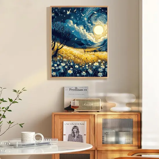 Paint by Numbers Kit for Adults Beginner, Abstract Starry Sky Flowers Adult Paint by Number Kits on Canvas without Frame, Moon Landscape Acrylic Oil Paint by Numbers for Home Decor Gift 16&rdquo; W x 20&rdquo;L {2}