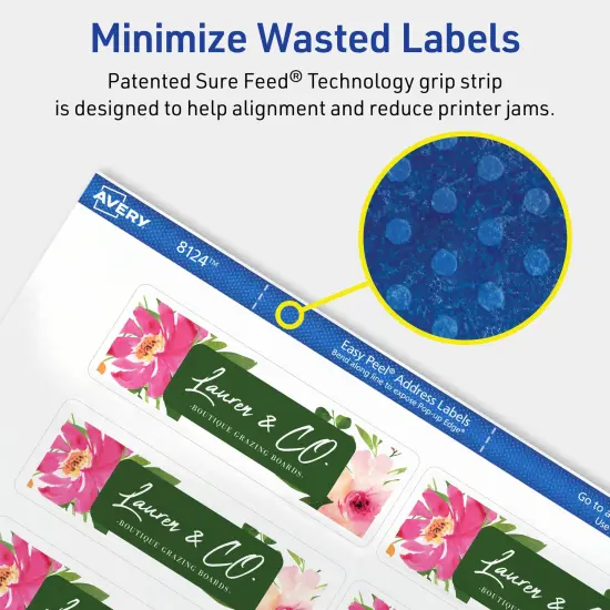 Avery Printable Address Labels with Sure Feed, 1-1/3" x 4", Matte Clear, Permanent Adhesive, Laser & Inkjet, 140 Blank Mailing Labels (8124) {4}
