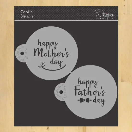 Happy Mother's and Father's Day Cookie Stencil | C1057 by Designer Stencils | Cookie Decorating Tools | Baking Stencils for Royal Icing, Airbrush, Dusting Powder | Reusable Plastic Food Grade Stencil for Cookies | Easy to Use & Clean Cookie Stencil {1}