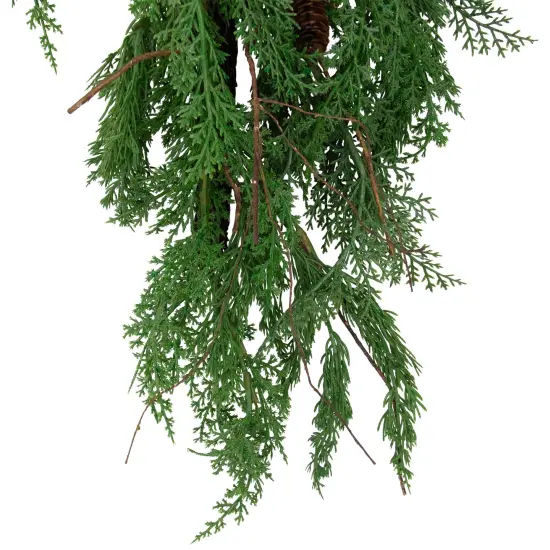 Northlight Pine Cone and Cedar Artificial Christmas Teardrop Swag - 26" - Unlit Green {6}