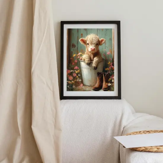 DIY Cute Cow Paint by Numbers Kit for Adults Beginners,Simple Highland Cow Paint by Number Kits on Canvas,Flowers Digital Oil Painting Kits for Home Wall Decor 16X20 Inch. {4}