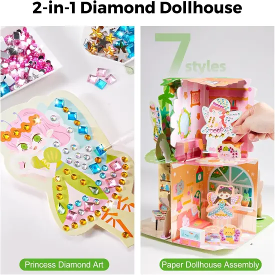 3D Diamond Art Kit for Girls - Fairy Gem Painting Crafts Kits for Ages 6-12, Gifts for 6, 7, 8, 9, 10, 11, 12 Year Old Girl's Birthday Toys, Craft Activities Age 6+ {2}