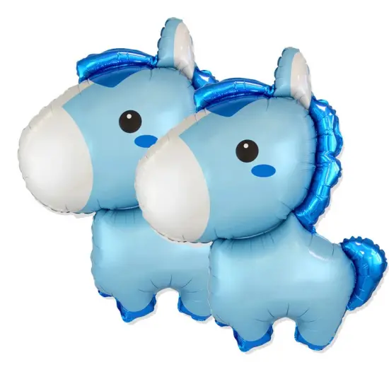 34" Baby Horse Blue Foil Balloon Animal Party Decoration {5}