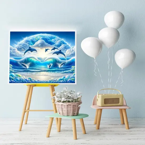 5D Dolphin Diamond Painting Kits 12x12 Inch {2}