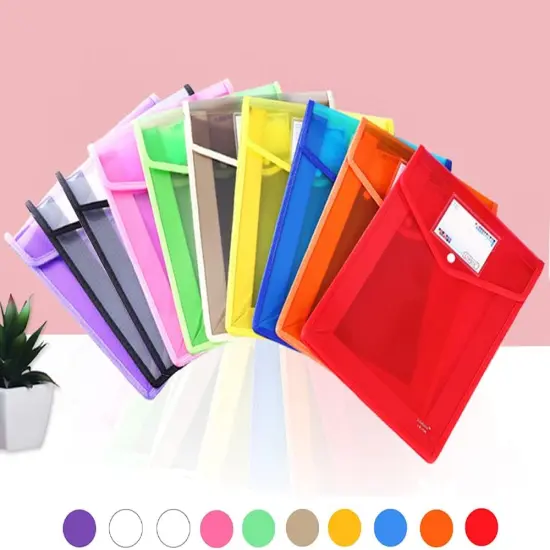 Plastic Document File Folder A4 Size Expandable Poly Envelopes {4}
