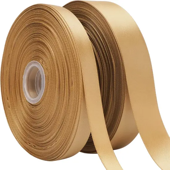 2 Rolls Champagne Gold Satin Ribbon {1}