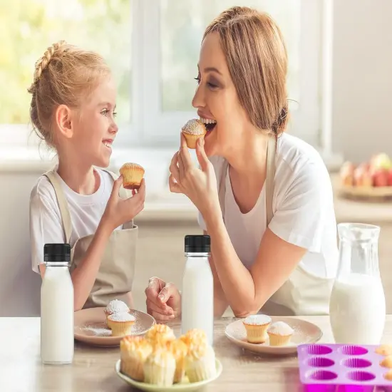 8 Pcs 8 Ounce Plastic Juice Bottle Drink Containers Juicing Bottles with Black Lids {5}