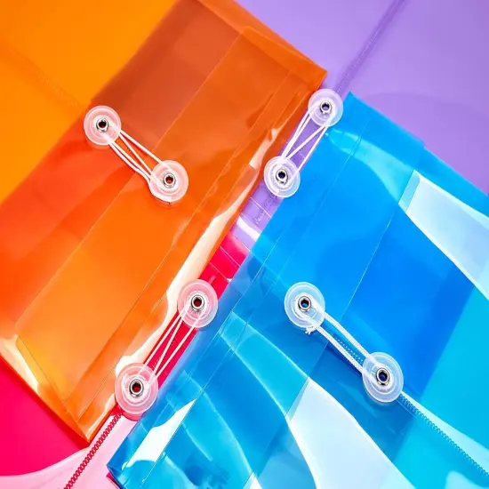 12 Pack Assorted Colors Plastic Envelopes {5}