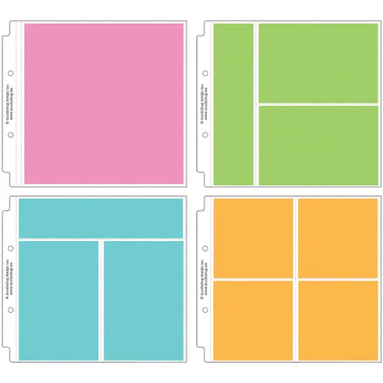 Doodlebug Page Protector Assortment 8"X8" 12/Pkg-3 Each Of All 4 Styles {3}