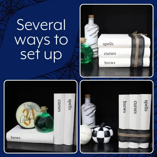 Halloween Faux Witches Book Stack Decor with Burlap Ribbon {5}