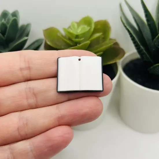 3D Black Open Book Charms, 25x20mm {3}