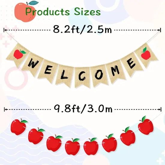 Welcome Back to School Decorations Banner with Apple Sign - Black and red {2}