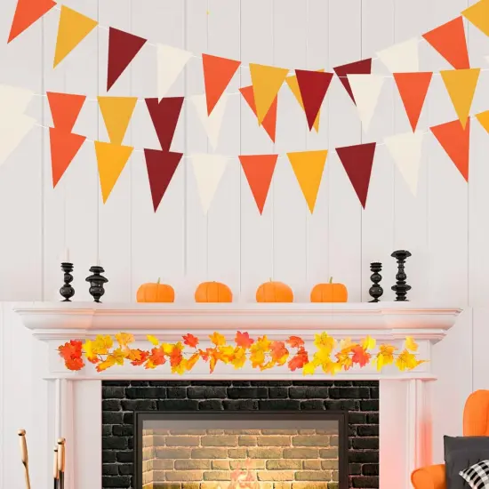 40 Feet 104 Pcs Red Orange Yellow Ivory Banner {3}