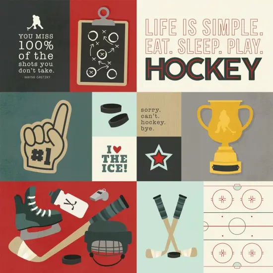 Simple Stories Hockey Double-Sided Cardstock 12"X12" {3}
