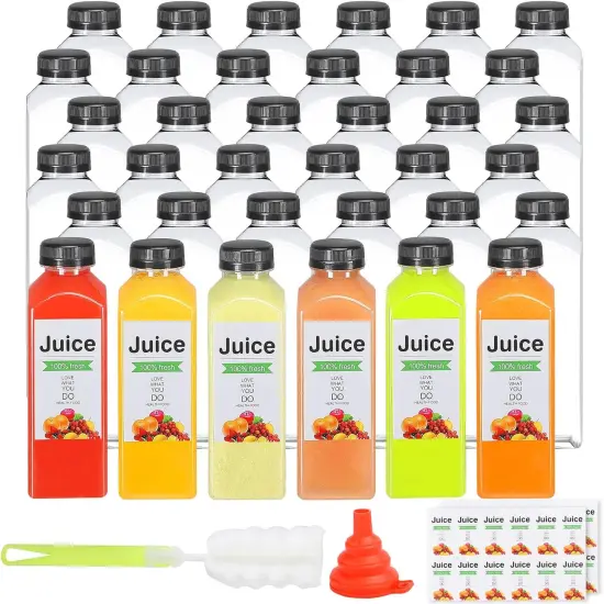 36pcs 16oz Plastic bottles with lids, juice bottles with caps {1}