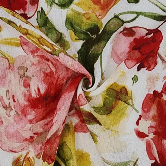 1 Yard Neutral Rayon Crepon Fabric Lightweight Pleated Textured Material for Skirts Blouses 50/52" Wide {1}