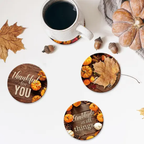 6 Pack Fall Pumpkin Thank Coaster {5}
