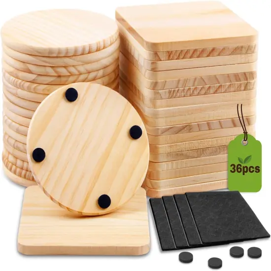 36 Pcs Unfinished Wood Coasters {1}