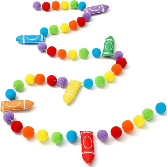 Back to School Felt Banner Colorful Pompom Ball Garland {1}