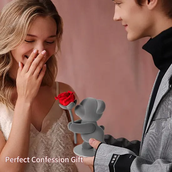 Preserved Flowers with Cute Teddy Bear, Eternal Real Rose Romantic Gift {3}