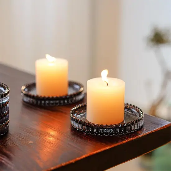 Glass Pillar Candle Holder Plate {5}
