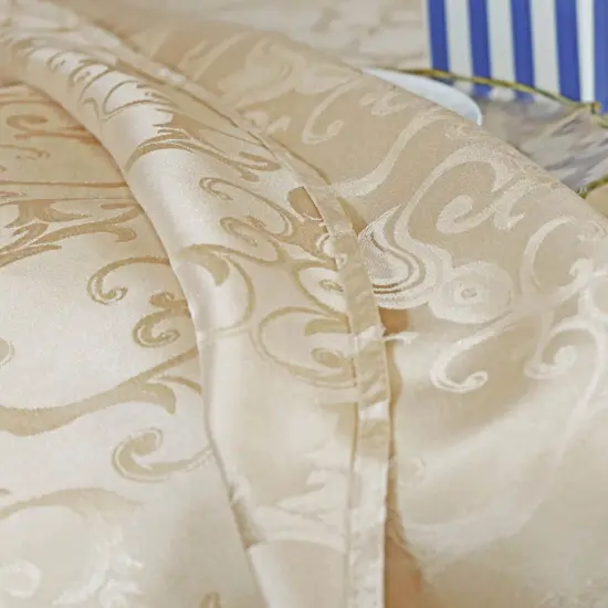 1 Piece Champagne Versailles Damask Jacquard Polyester Banquet Chair Cover {4}