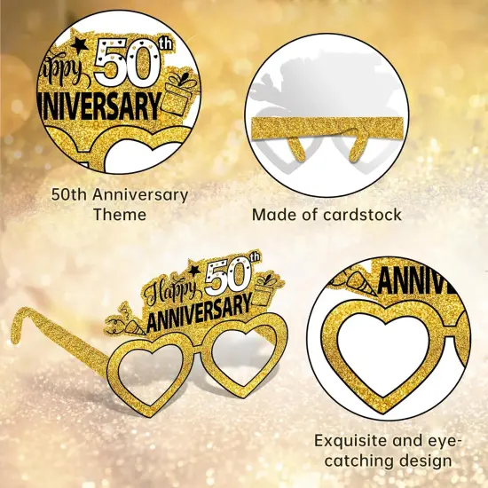 24pcs 50th Anniversary Paper Eyeglasses Decorations {4}